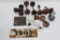 Unusual porcelain and earthenware door knobs and metal house number