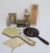 Vanity lot with mirrors, dresser box, fan and mannikan doll