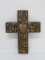South American religious icon, wood with metal charms, 7 1/2