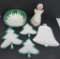 MCM Ceramic Christmas lot, bowl, tree and bell dishes, angel
