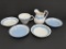 Wedgwood Etruria blue and white, grape and cable, six pieces