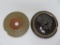 Two stoneware churn lids, 8