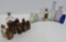 17 vintage medicine bottles, amber, clear and cobalt, 1 1/2