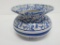 Blue and white spongeware spitton, 5 1/2