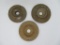 Three stoneware churn lids, 6