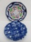 Cobalt spatterware and cobalt decorated ironstone plates