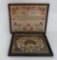 Two early paper pictures, period framed, Scherenschnitte and hand colored