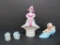 Attributed to Lalique two small bunny figures, vase and Beswick mouse figure