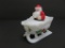 Westmoreland Milk glass sleigh candy dish with Santa lid, 5