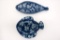 Two fish plates by Nils Kahler Denmark, Mid Century Modern Danish, Margurit Daisy pattern