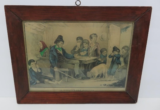 A Tipperary School, Currier and Ives print, period frame, 17" x 13"