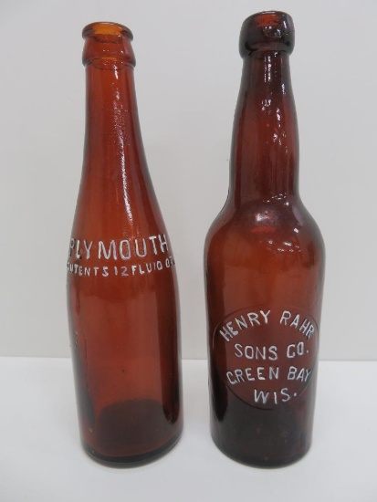 Henry Rahr, Green Bay and Plymouth amber beer bottles