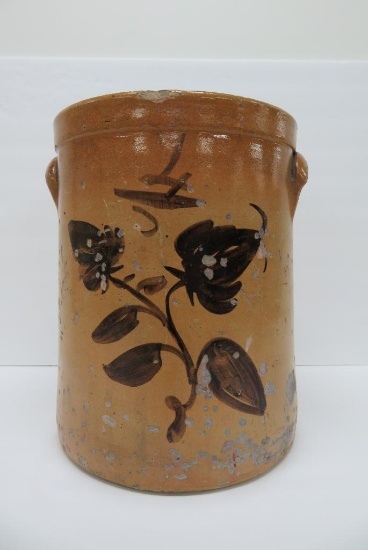 4 gallon Crock, floral decorated, attributed to Whitewater pottery