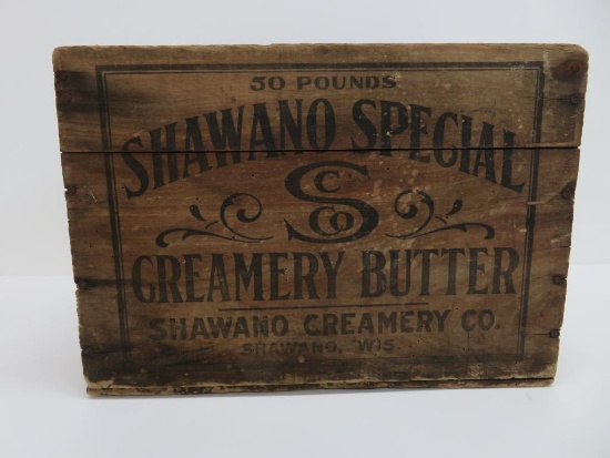 Wooden Creamery Butter Box, Shawano Wis