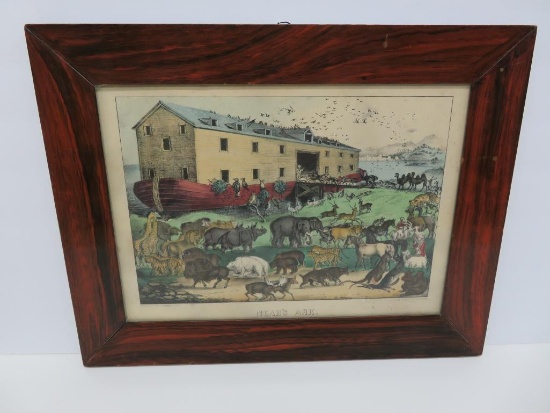 Currier and Ives framed print, Noah's Ark, 17 1/2" x 13 1/2"
