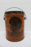 B Leidersdorf Co Milwaukee, Ethnic Tobacco can with lid, amber