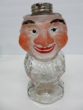 Figural Character bottle, painted face, 8 1/2