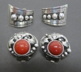 Two pair of vintage earrings, Denmark sterling and unmarked attributed to sterling