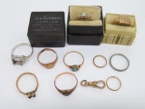 9 Assorted vintage and antique rings, sterling and gold