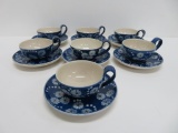 Herman Nils Kahler Danish Modern Pottery 7 cups and saucers, Marguerit daisy