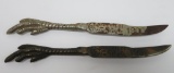 Two 1900 Grand Stove Co letter openers, turkey foot, 8 1/2
