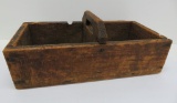 Wood tool carrier box, two compartment, 19