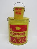 Two Hormel Lard tins, 50 lb and 4 lb tins