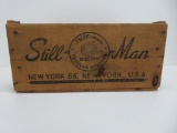 Still Man tubulur heater wood box, New York, 18 1/2