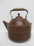 Large copper and brass tea kettle, 12