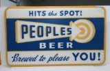 Peoples Beer, Hits the Spot, Brewed to Please You, plastic sign panel