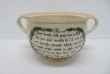 Early Motto chamber pot with frog on interior, 10