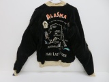Unique Alaska embroidered velvet souvenir jacket, Dukal Enterprise, reversible, zip front