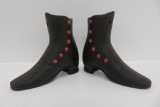 Pair of cast iron high top shoes, 1800's, for for French Stockman child mannequin