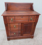 Walnut commode, Eastlake, single door and three drawer