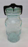 Sun aqua Canning Jar with metal closure, quart