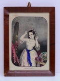 Early colored lithograph, Little Coquet, period framed, 12