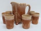Greentown chocolate slag Lemonade sest, 7 pieces, pitcher and tumblers