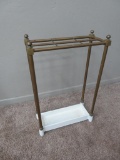Metal and porcelain cane and umbrella stand