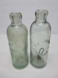 Two Pennsylvania Hutchinson bottles, aqua, 6 1/2