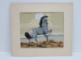 Virgil Horse print, Tewa New Mexico, Appaloosa, matted, 13 1/2