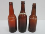 Beaver Dam, Milwaukee and Mayville amber brewery bottles