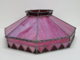 Pink and red slag glass shade, parlor bar shade, 19