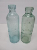 Burlington and Janesville Hutch bottles, blue and green