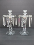 Two lovely candle holders with prisms, 12