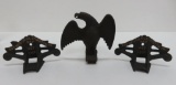 Three antique cast iron snowbird roof ice catchers