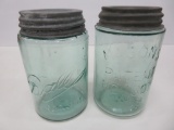 Two Mason pint jars, Ball Mason and Mason's 1858