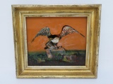 Reverse Painted Eagle painting, framed 11 1/2