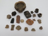 South American stone artifacts, figural, pestle and grinding stone