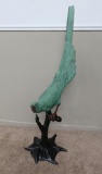 Large metal Parrot on perch, 53 1/2