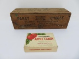 Pabst cheese box and Apple Candy box